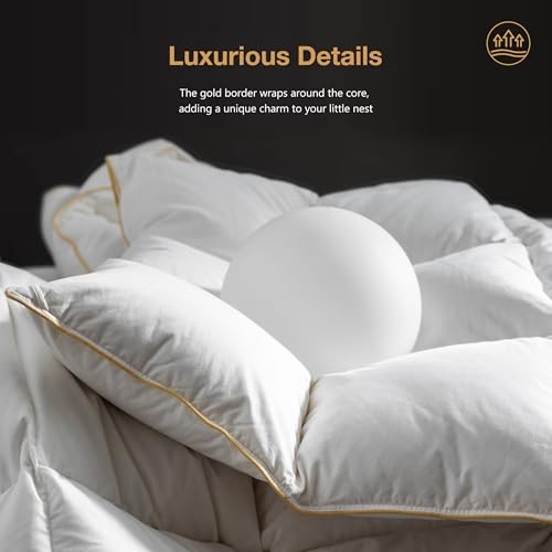 Luxurious Goose Down Comforter King Size Filled with King-90x106 inches White