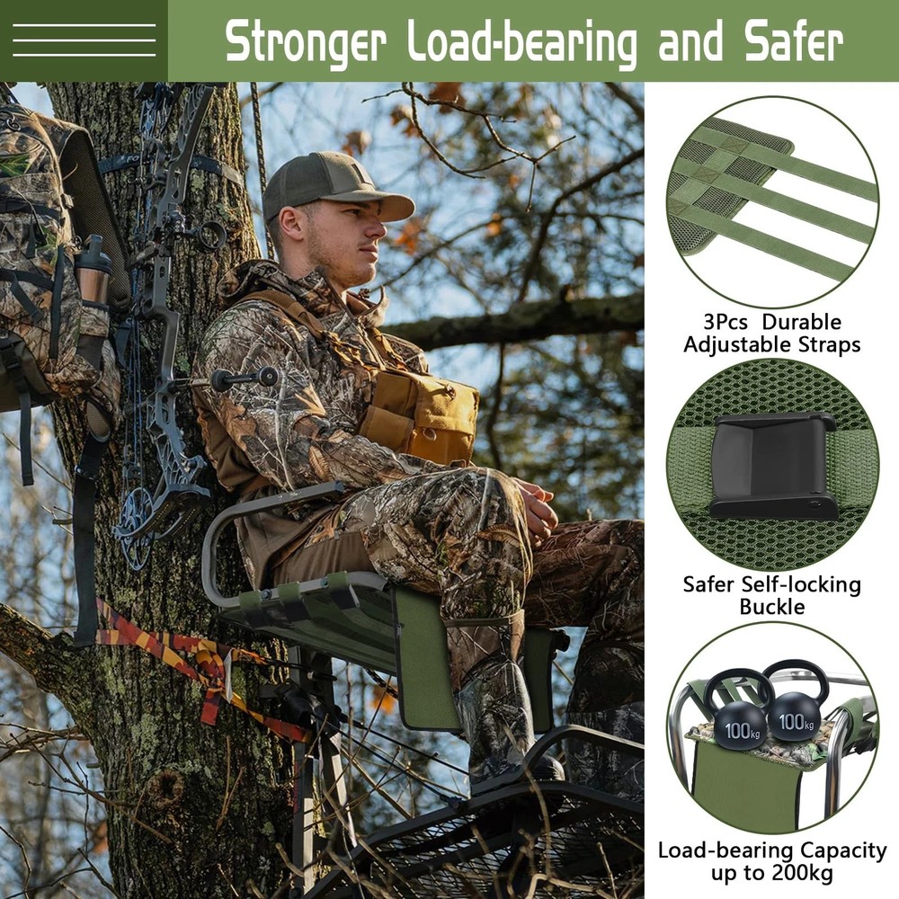 Tree Stand Seat Replacement with Pocket, Universal Memory Foam Hunting Seat C