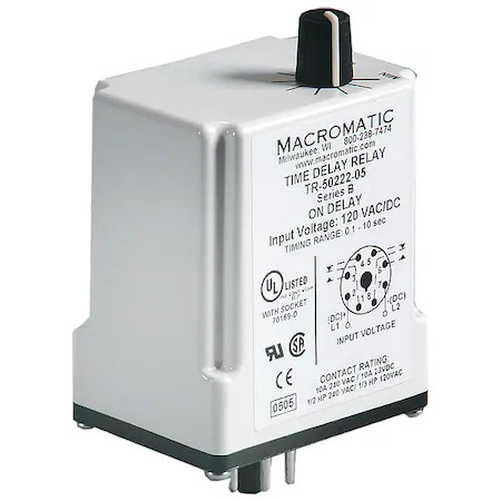Macromatic Tr-50228-14 Single Function Time Delay Relay, Octal, On Delay, 1