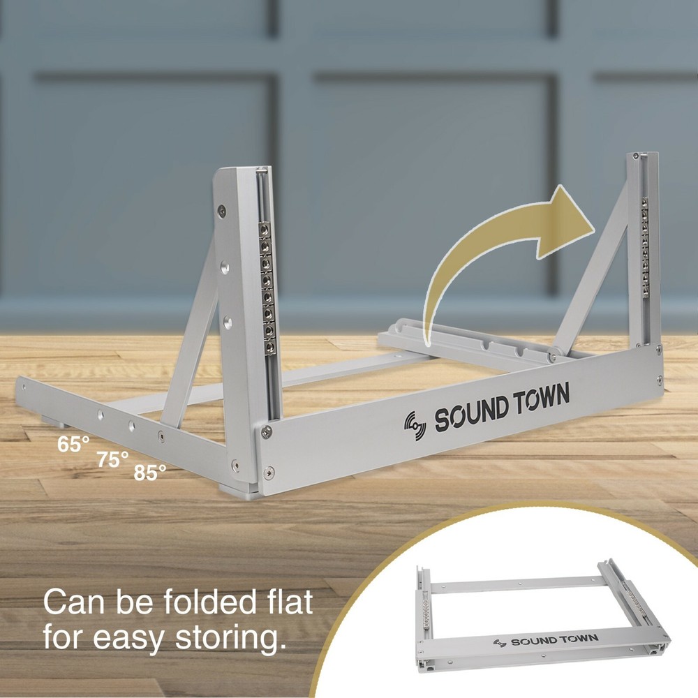 Sound Town 6U Aluminum 2-Post Desktop Open-Frame Rack, Angle Adjustable 2PF-6A
