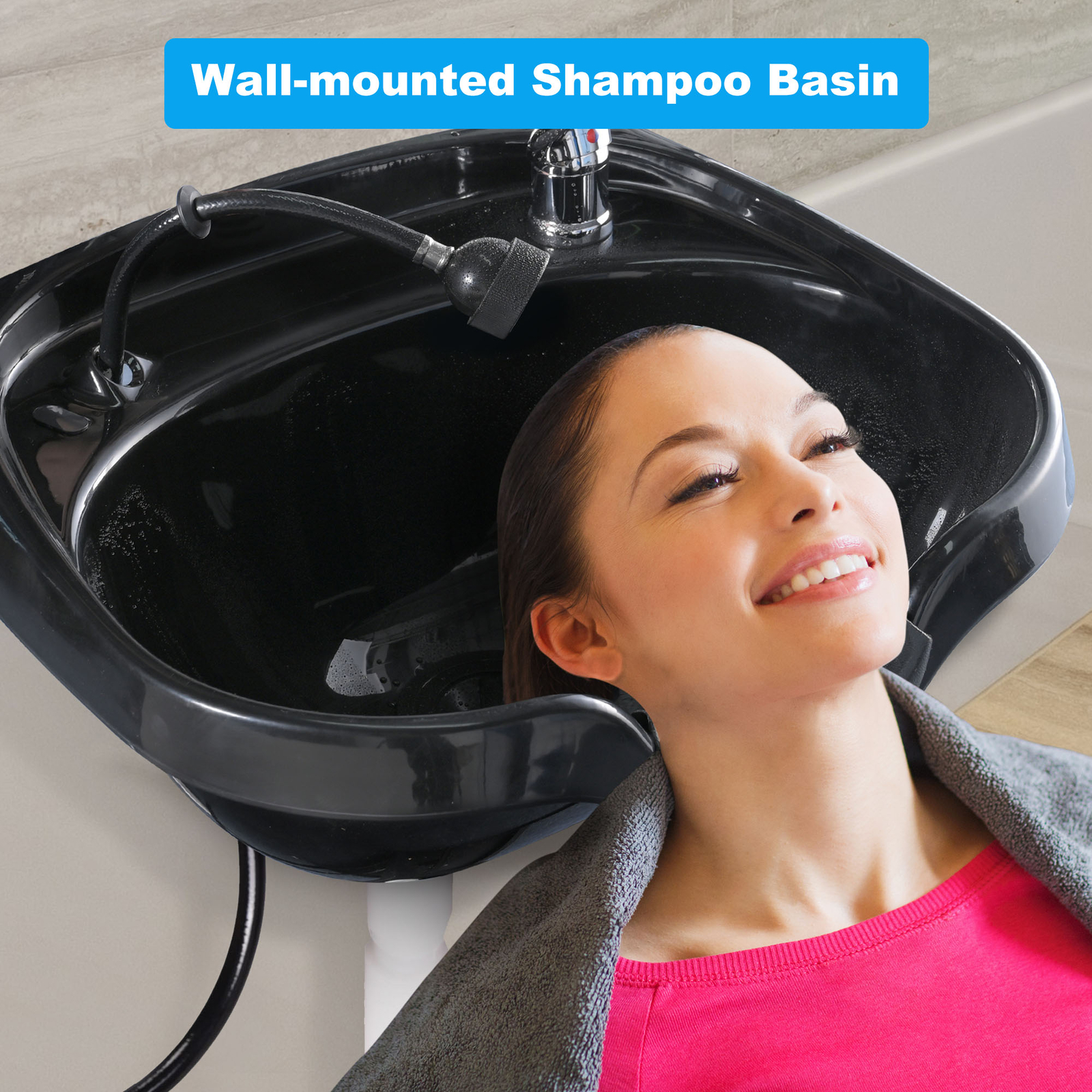 Shampoo Bowl Hair Sink Basin Beauty Salon Barber Spa Equipment w/ Gel Neck Rest
