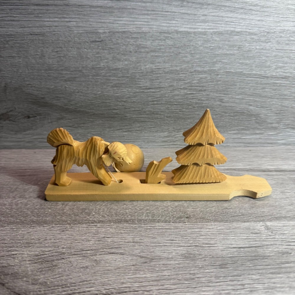 Wooden Dog & Tree Pull Toy With Ball