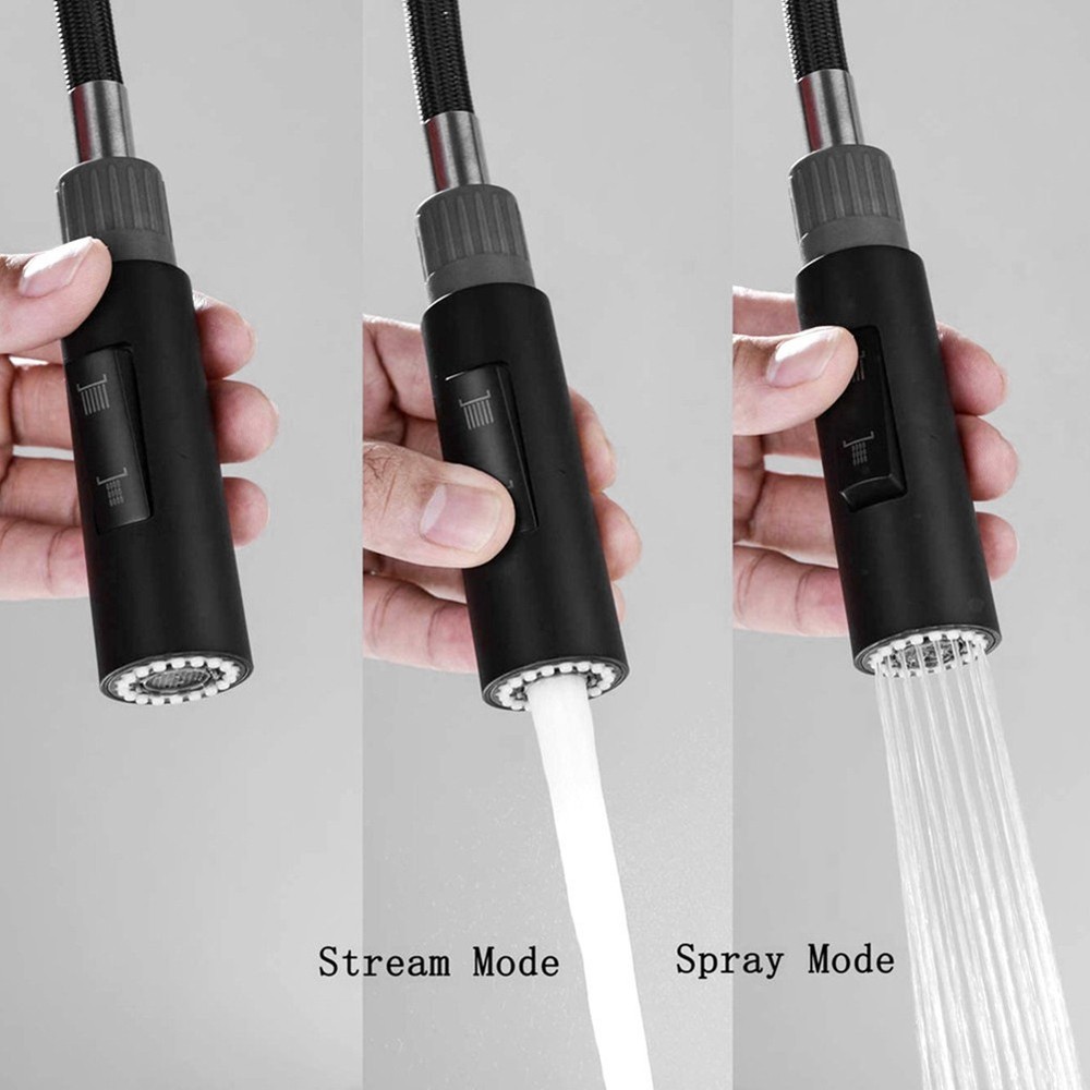Pull Out Spray Shower Head Setting Kitchen Spare Replacement Tap Sprayer Black