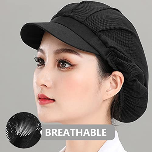 Adjustable Chef Hat with Breathable Mesh - Elastic Kitchen Work Cap for Food