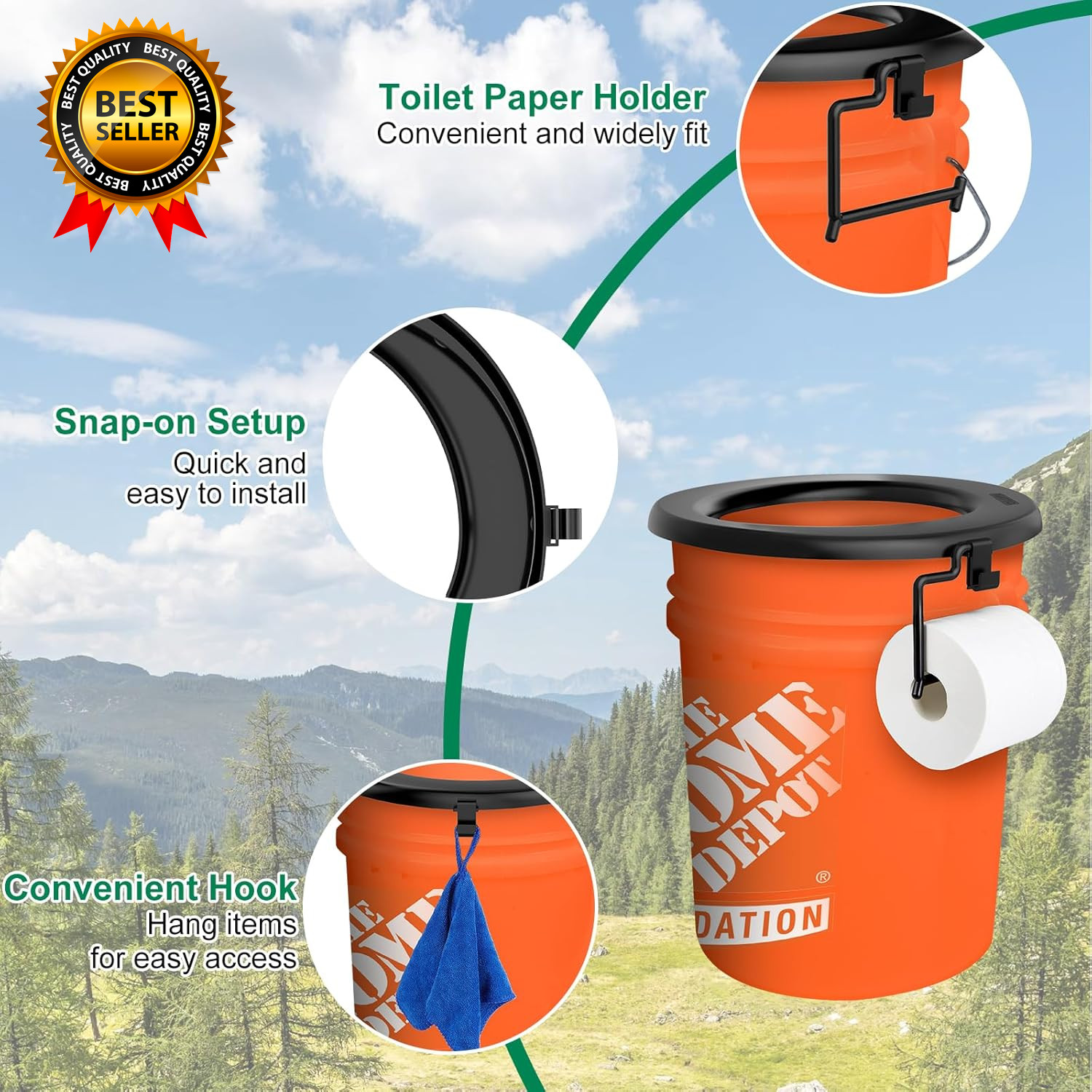 Bucket Toilet Seat, Portable Toilet Seat for 5 Gal Buckets Camping Toilet Seat