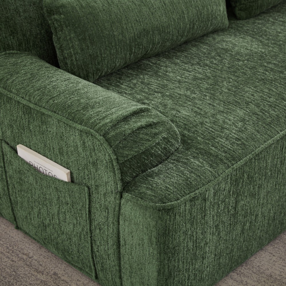 L-Shape Chenille Sectional Sofa, Comfy Sleeper Couch w/ No Assembly