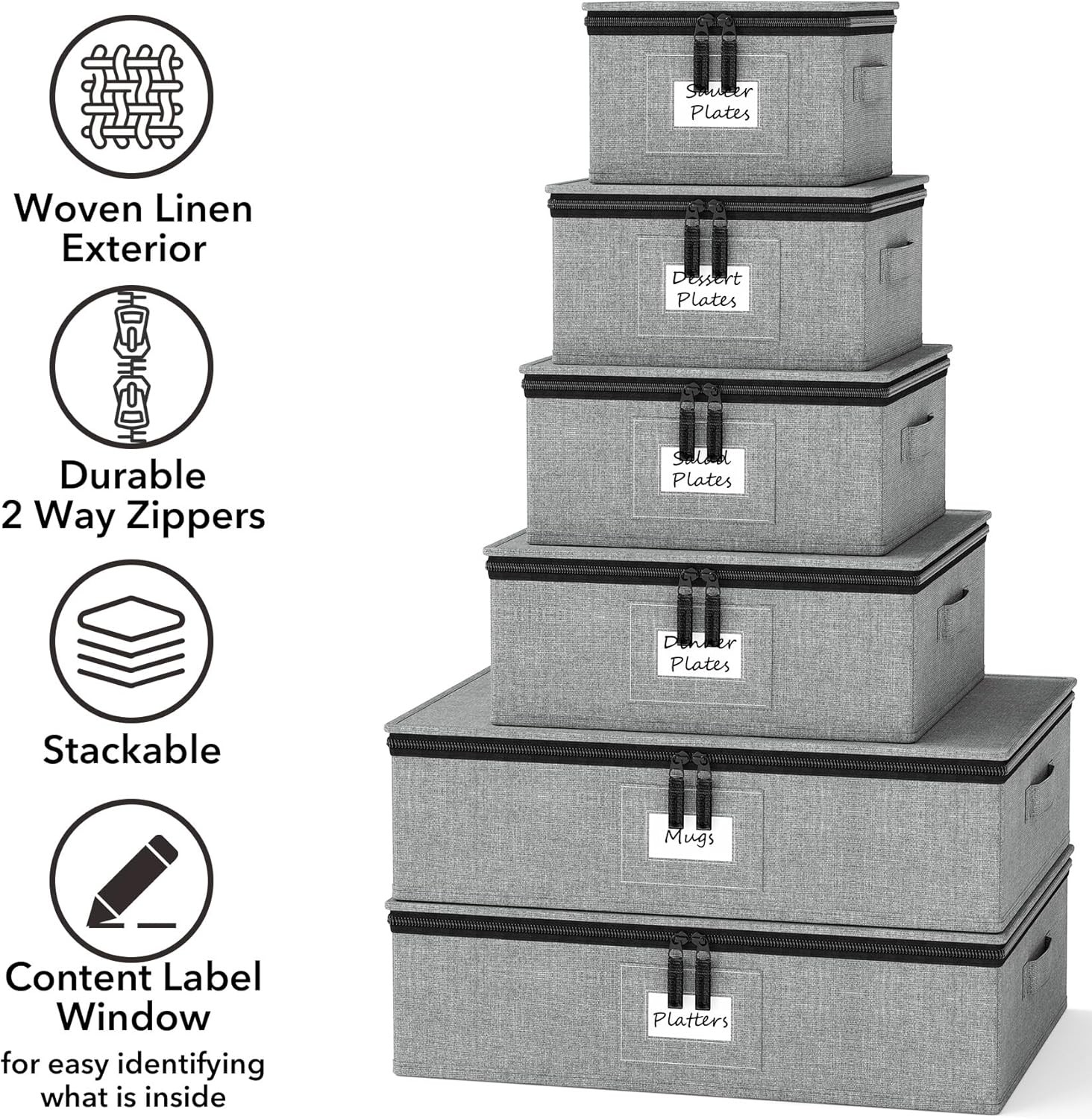 China Storage Containers 6 Pack, Stackable Hard Shell Quilted Cases with Soft
