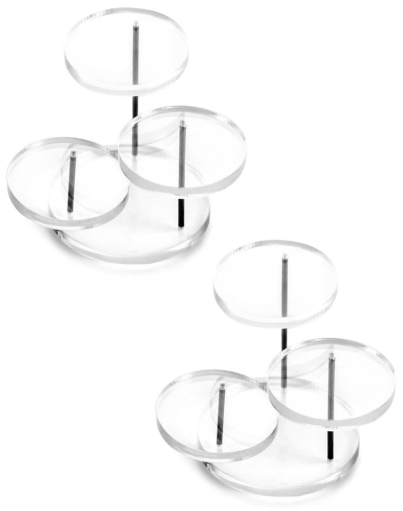 QWORK Round Acrylic Products Display Riser Stands, 3 3 Tier, 2 Pack, Clear