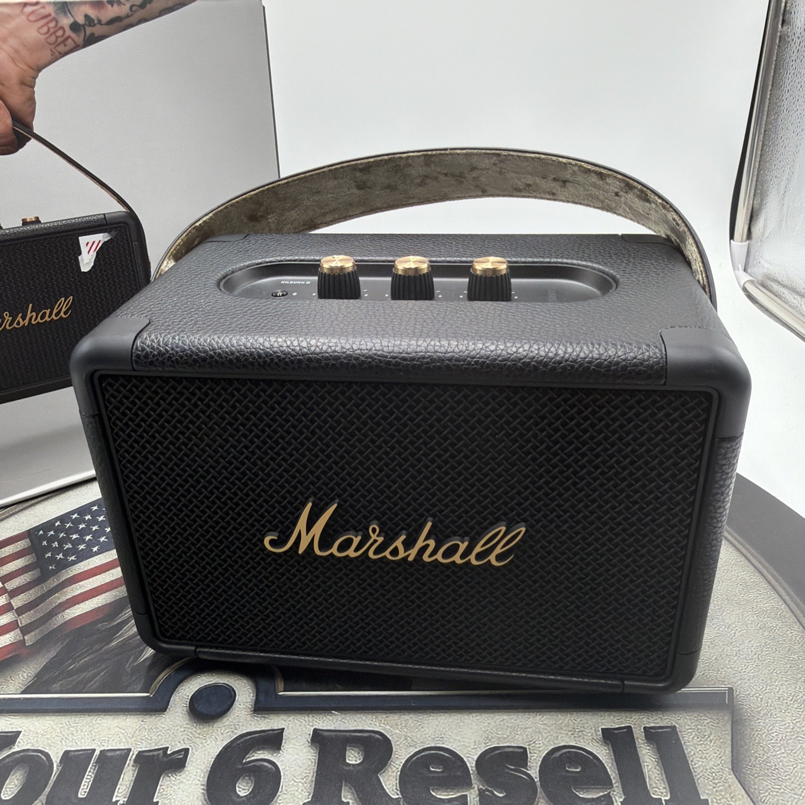Marshall Kilburn II Portable Bluetooth Speaker, Black and Brass