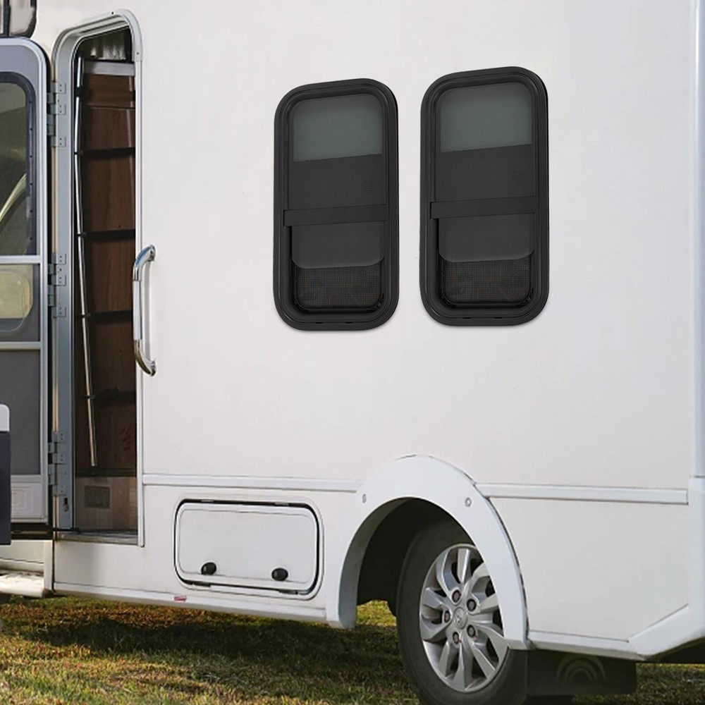 Vertical RV Window Set - 2 Durable Tempered Glass Sliding Windows