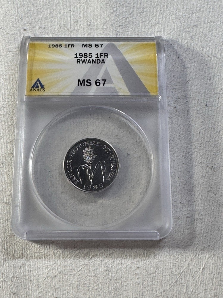 1985 Rwanda 1 Franc Graded MS 67 by ANACS