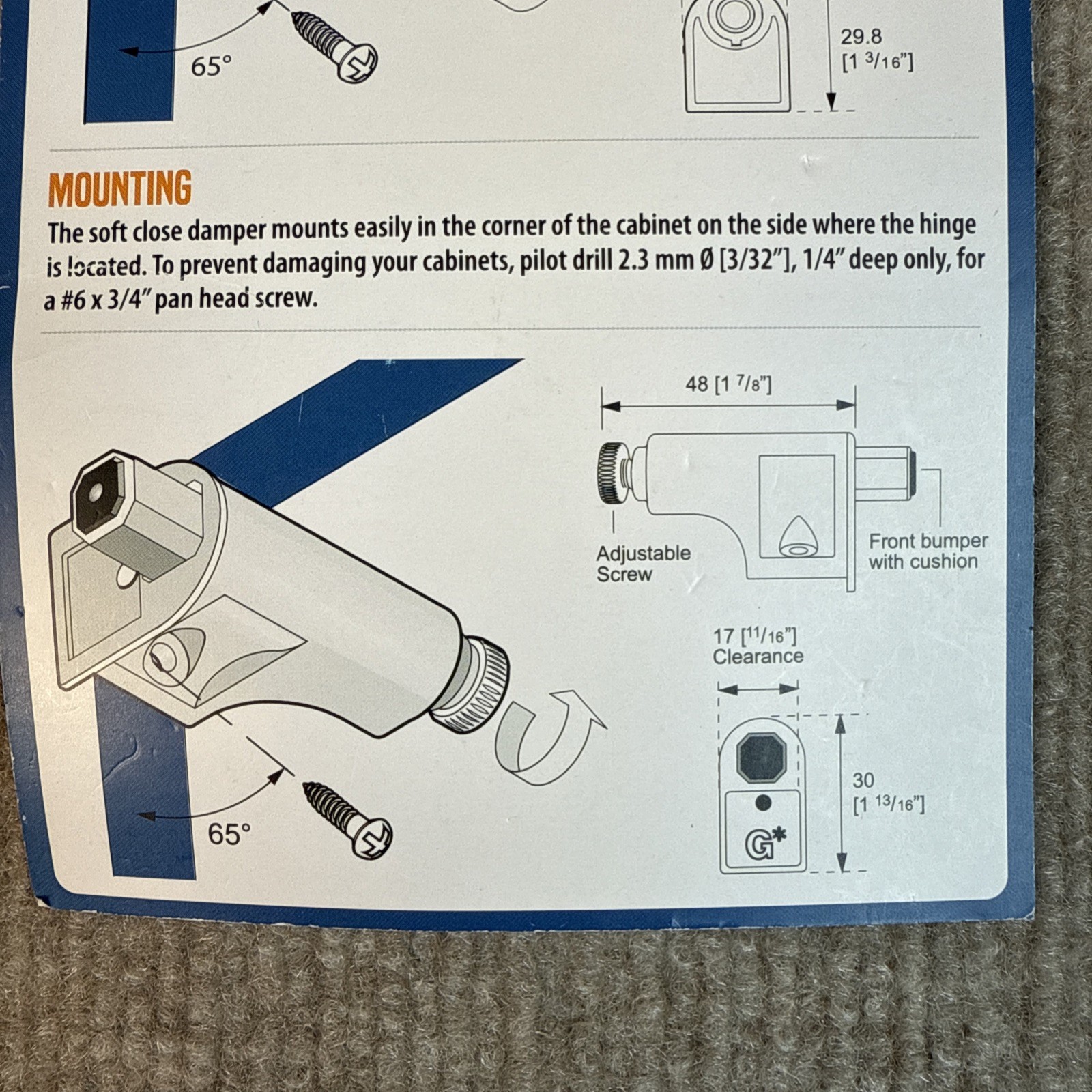40-PACK ROK HARDWARE SCD103 SOFT CLOSE DAMPER W/SCREWS FOR CABINET DOORS NICKEL