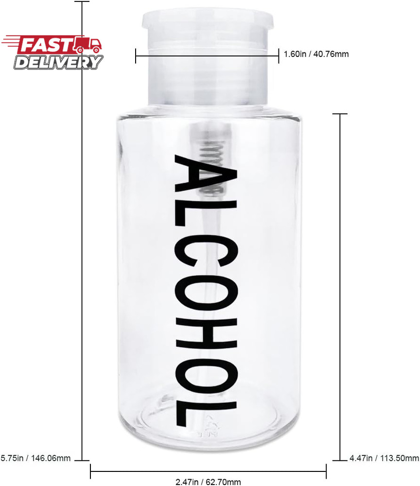 PANA 10Oz. (Quantity: 2 Pieces) Alcohol Labeled Liquid Push down Pump Dispenser