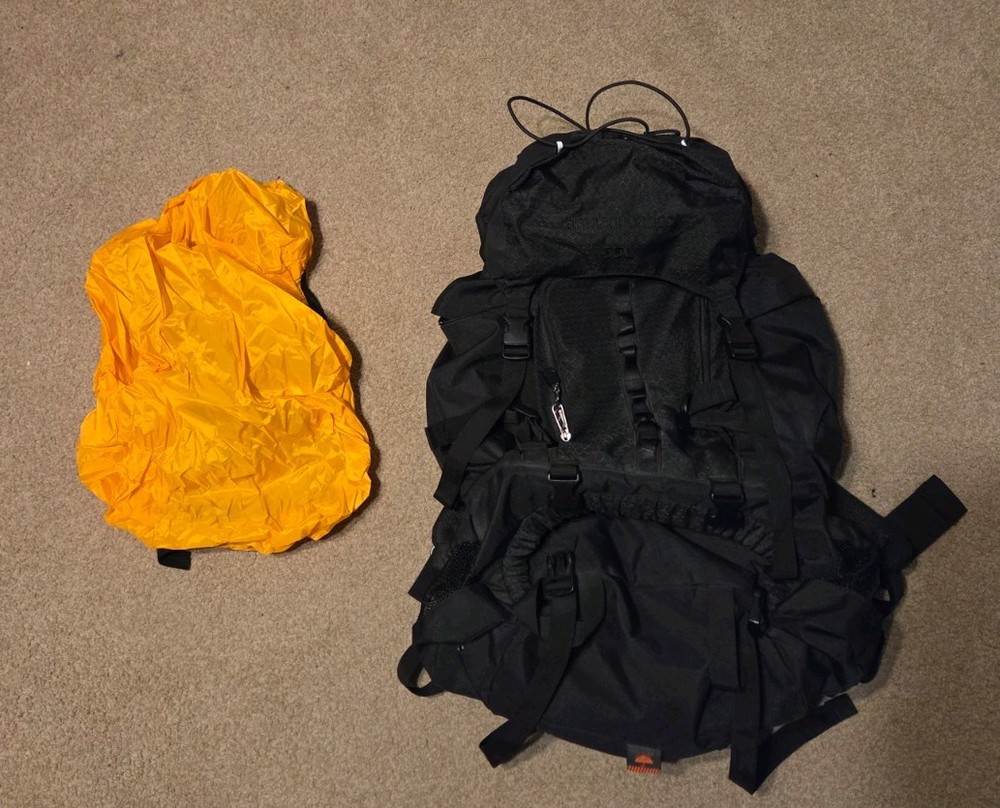 Amazon Basics 55L Backpack Black With Rain Cover