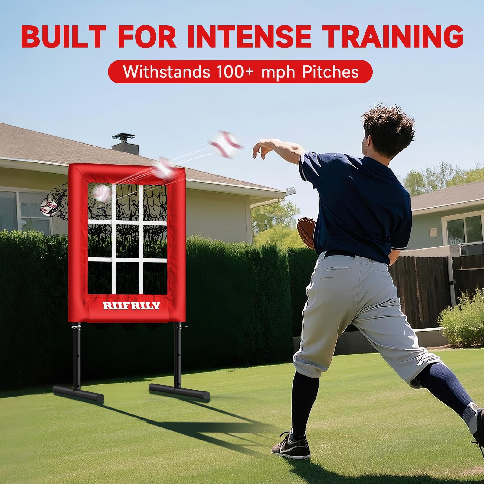 Heavy-Duty 9 Hole Baseball Pitching Net with Pitching Target Pockets, Regulat...