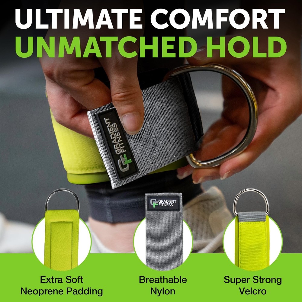 Gradient Fitness Ankle Straps (2 Pack) | Ankle Strap for Cable Machine, Ankle...