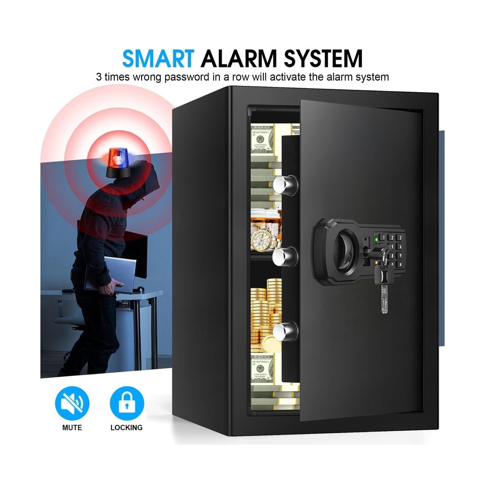 3.4 Cub Large Fireproof Safe Home, Digital Home Safe Box Fireproof Waterproof...