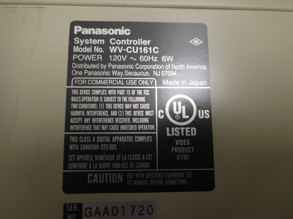 Panasonic WV-CU161C Single Channel Remote Surveillance Camera System Controller