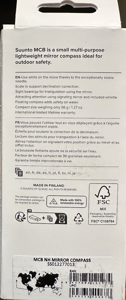 SUUNTO MCB Simple Sighting Mirror Compass