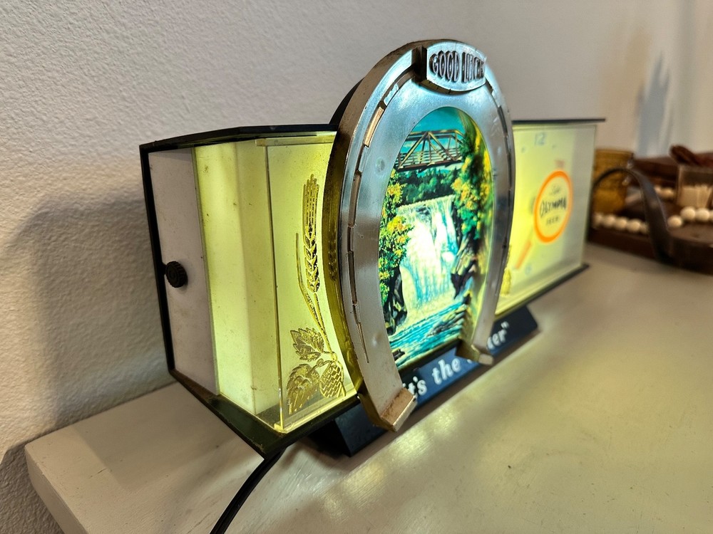 Vintage! OLYMPIA BEER SIGN light & Clock
