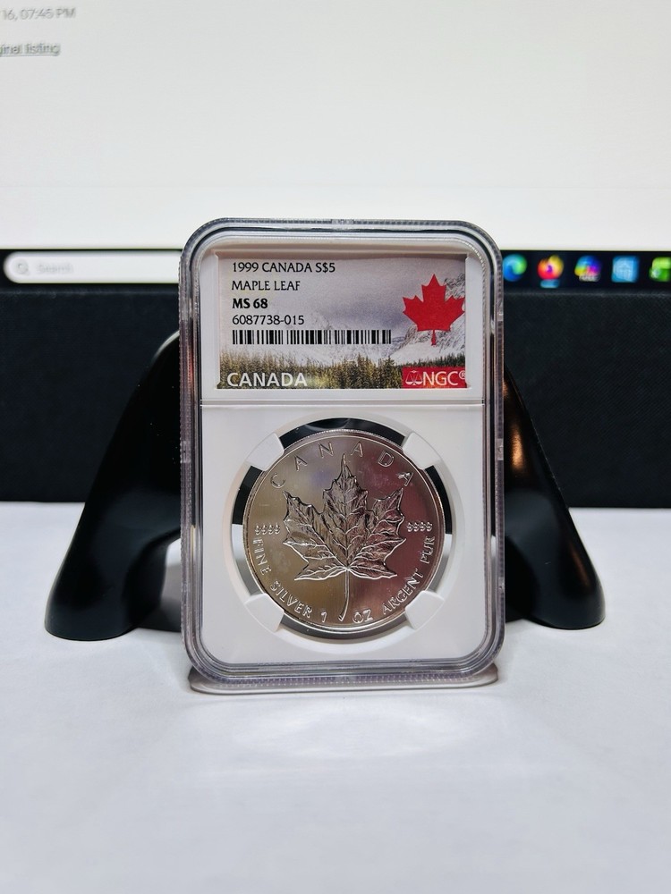 1999 Canada Silver 5 Dollars Maple Leaf MS68 NGC Canada