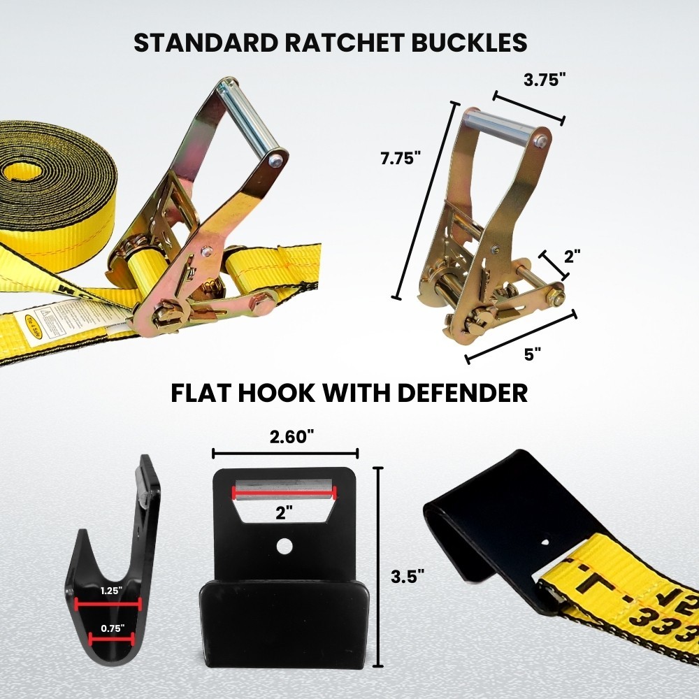 6 Pack 2"x30' Ratchet Strap w/Flat Hook WLL3333lbs Tie Down Cargo Control Yellow