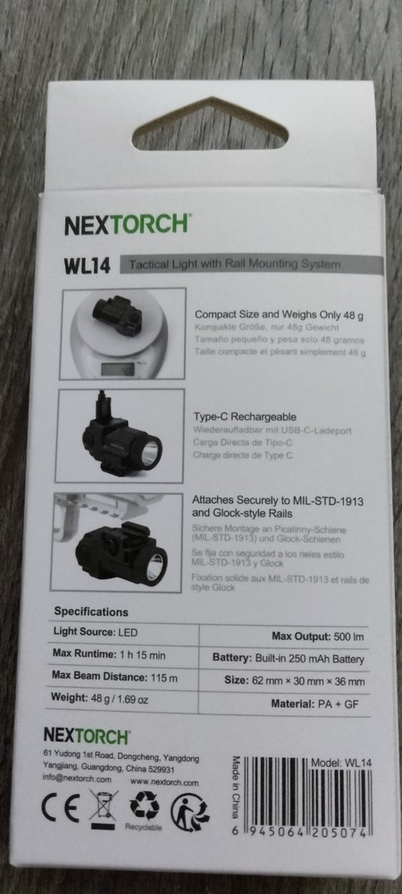 New Nextorch WL14 Weapon Light WL14