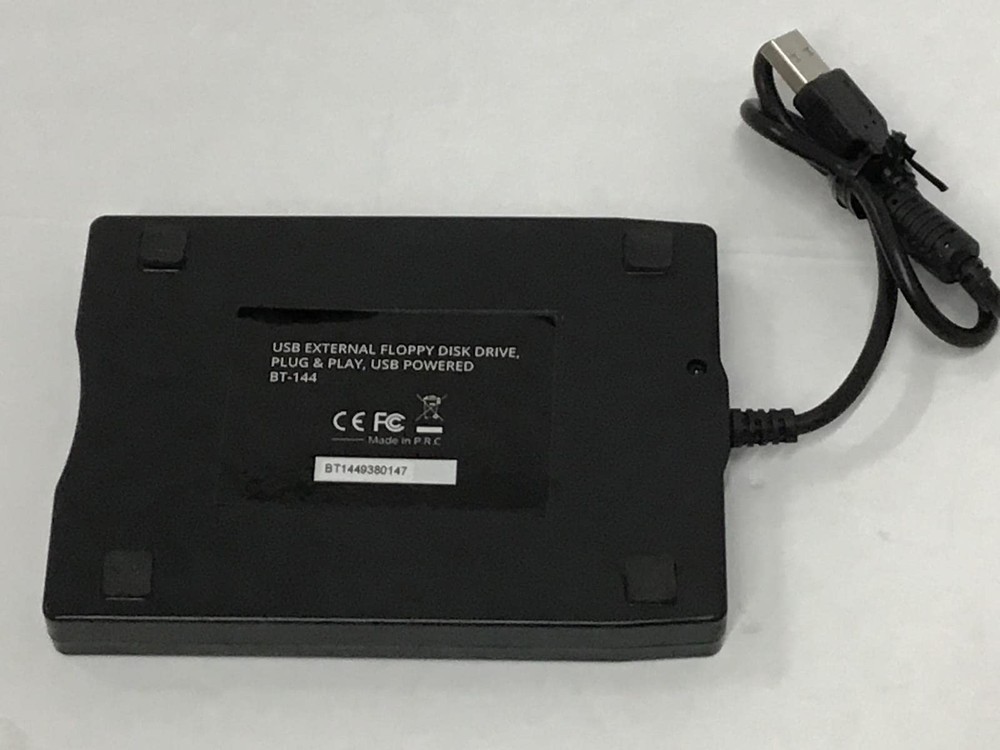 BT-144 Slim Black USB External Floppy Disk Drive, Plug & Play, USB Powered