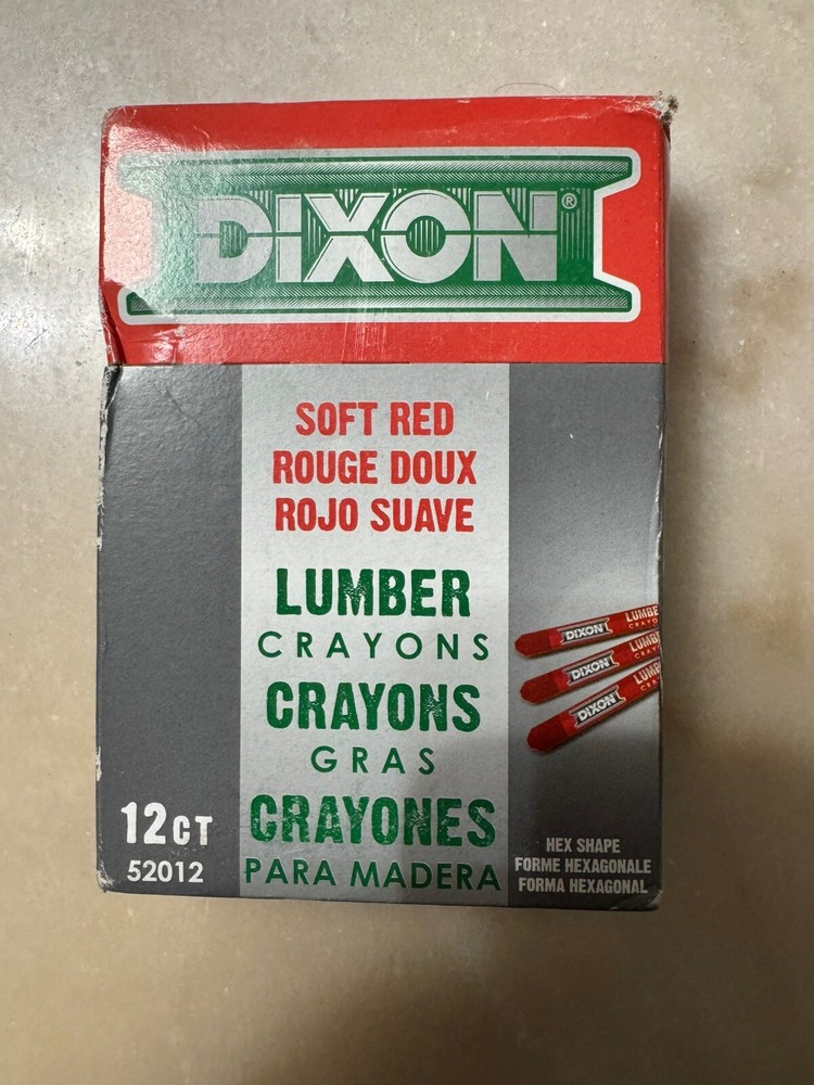DIXON Soft Red Lumber Crayons 12 Count 52012 Hex Shape