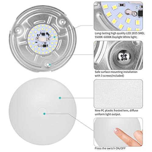 2 Pack RV LED Ceiling Puck Light RV Boat Interior Light DC 2 Pack/Cool White