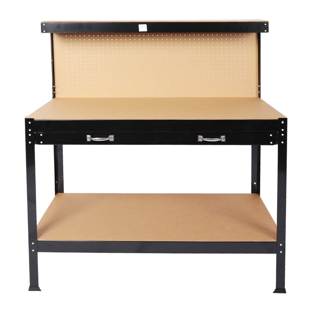 Steel Workbench 63" with Drawer Pegboard Tool Storage Workshop Table