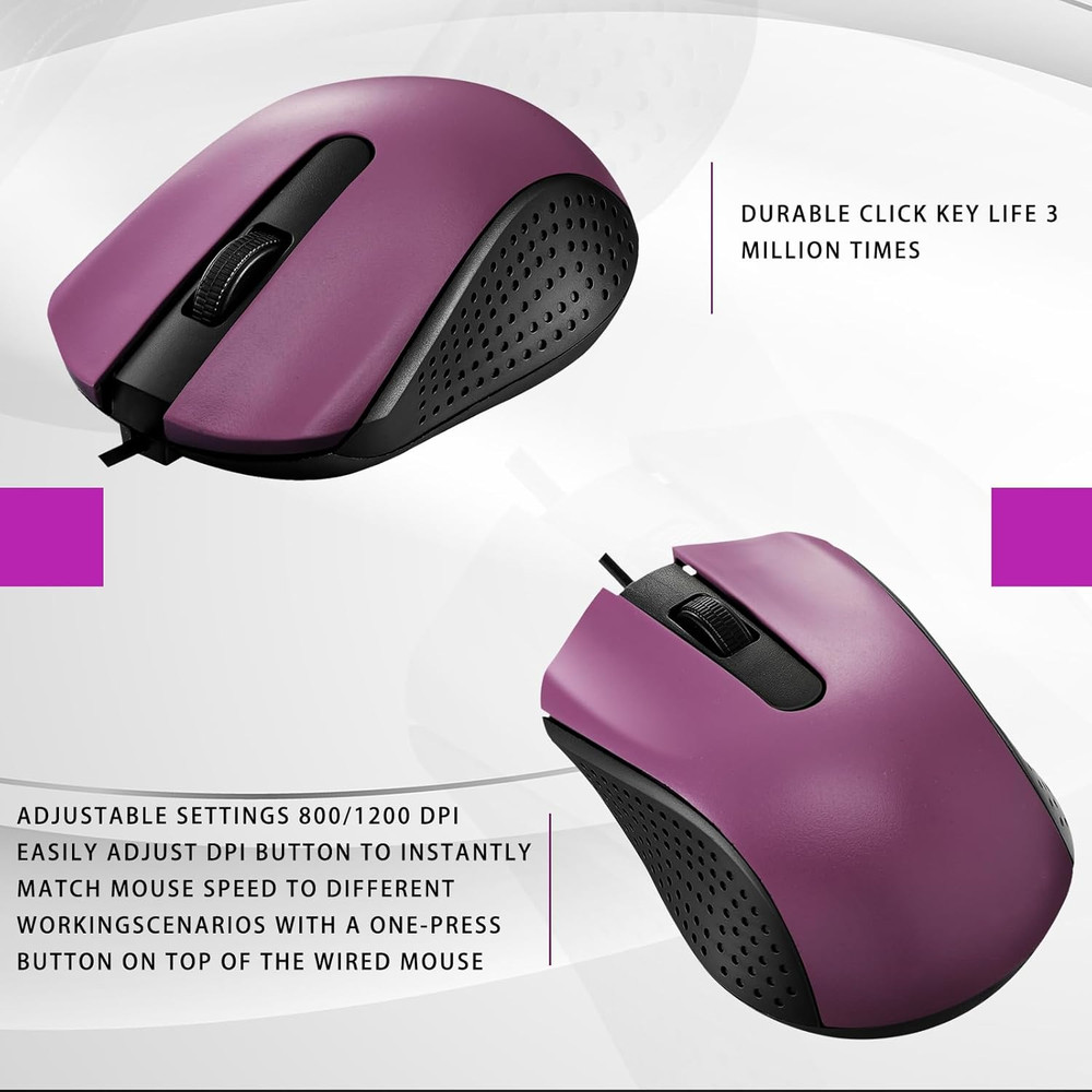 30 Pack USB Wired Mouse 3 Button Corded Computer Mice Bulk USB Mouse for PC Desk
