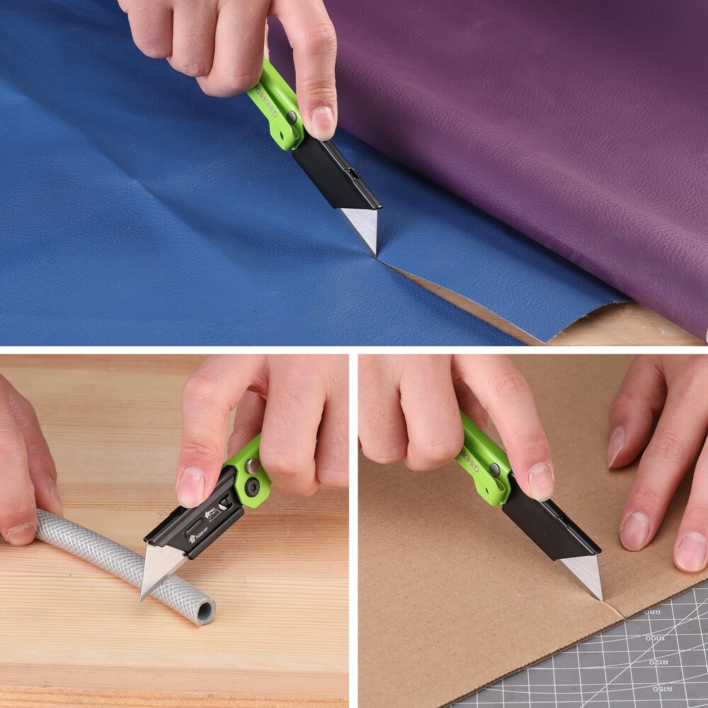 2 x EDC Folding Utility Knife Mini Box Cutter Open Axis Lock Quick Change Blade