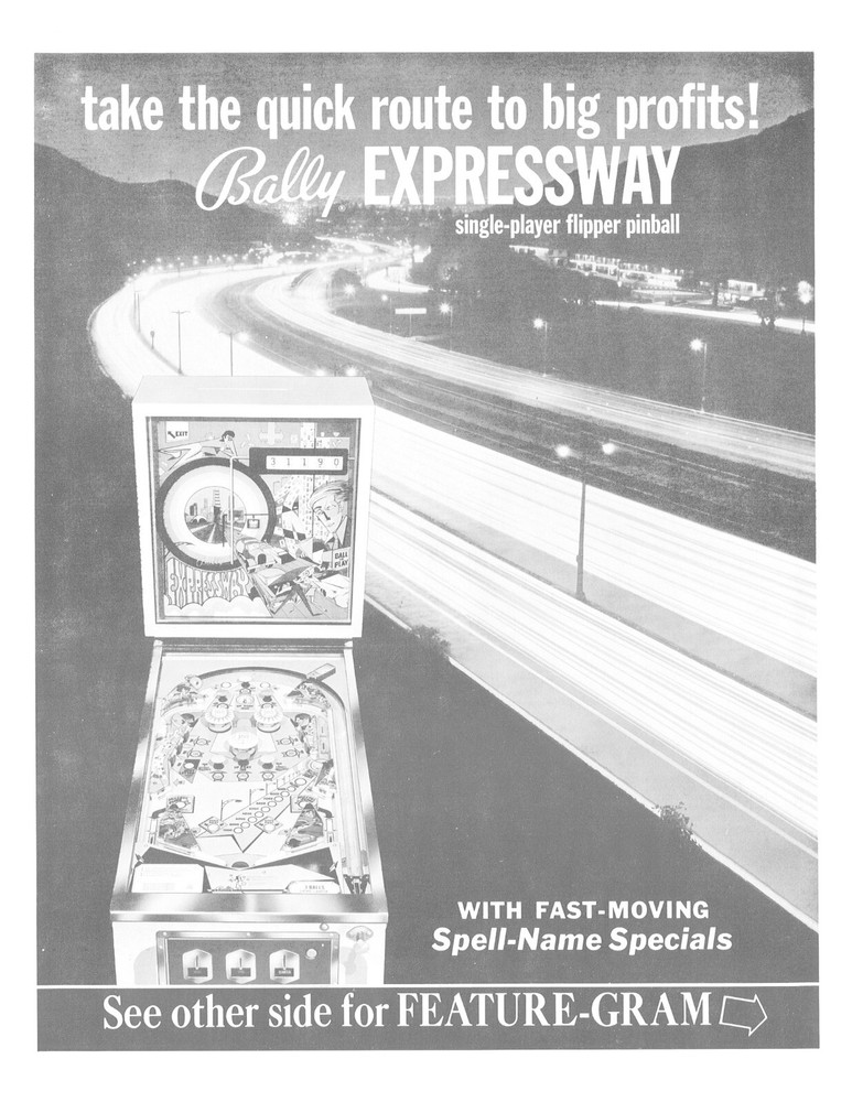 Expressway Pinball Bally Flyer / Brochure / Ad - Mint Condition -