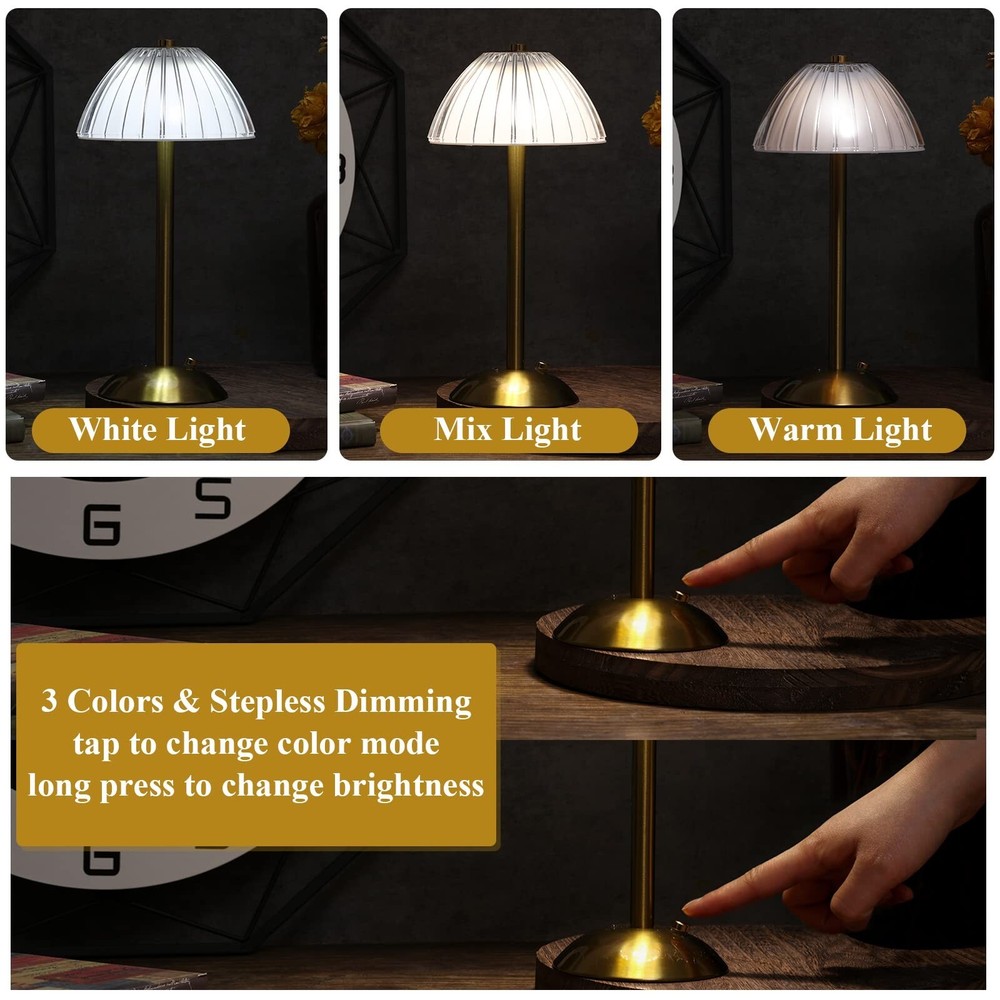 Liliful 2 Pcs LED Table Lamp, Portable Touch Rechargeable Battery with Dimmab...