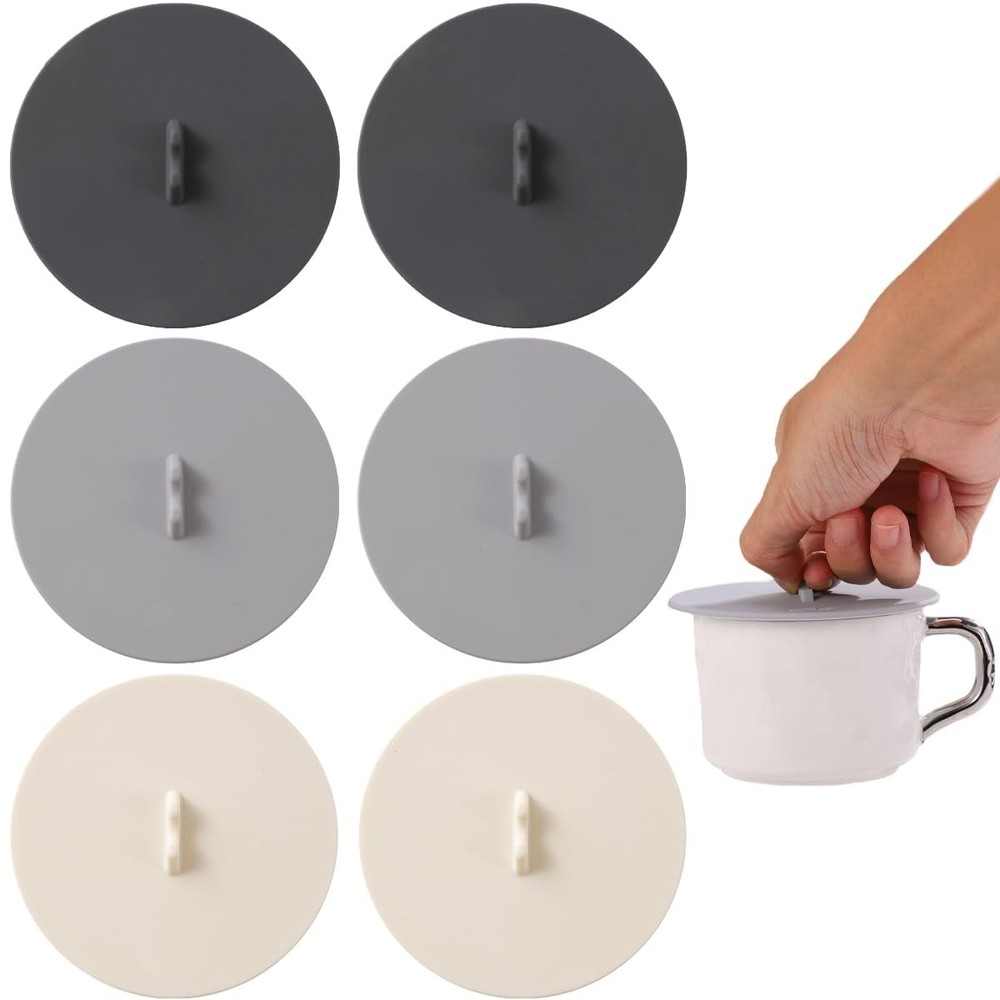 6 PCS Silicone Cup Covers Cream white, Dark Grey, Light Grey