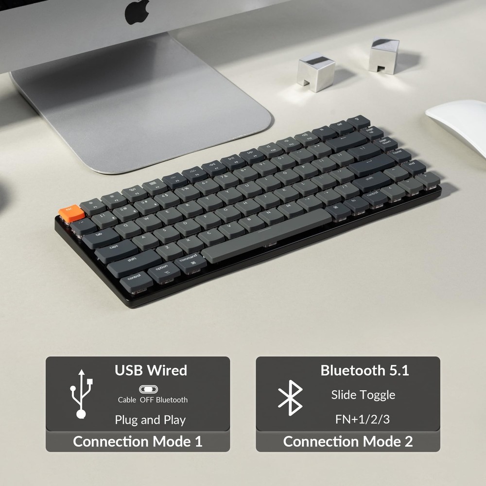 Keychron K3 Version 2, 84 Keys Ultra-Slim Wireless Bluetooth/USB Wired Mechan...
