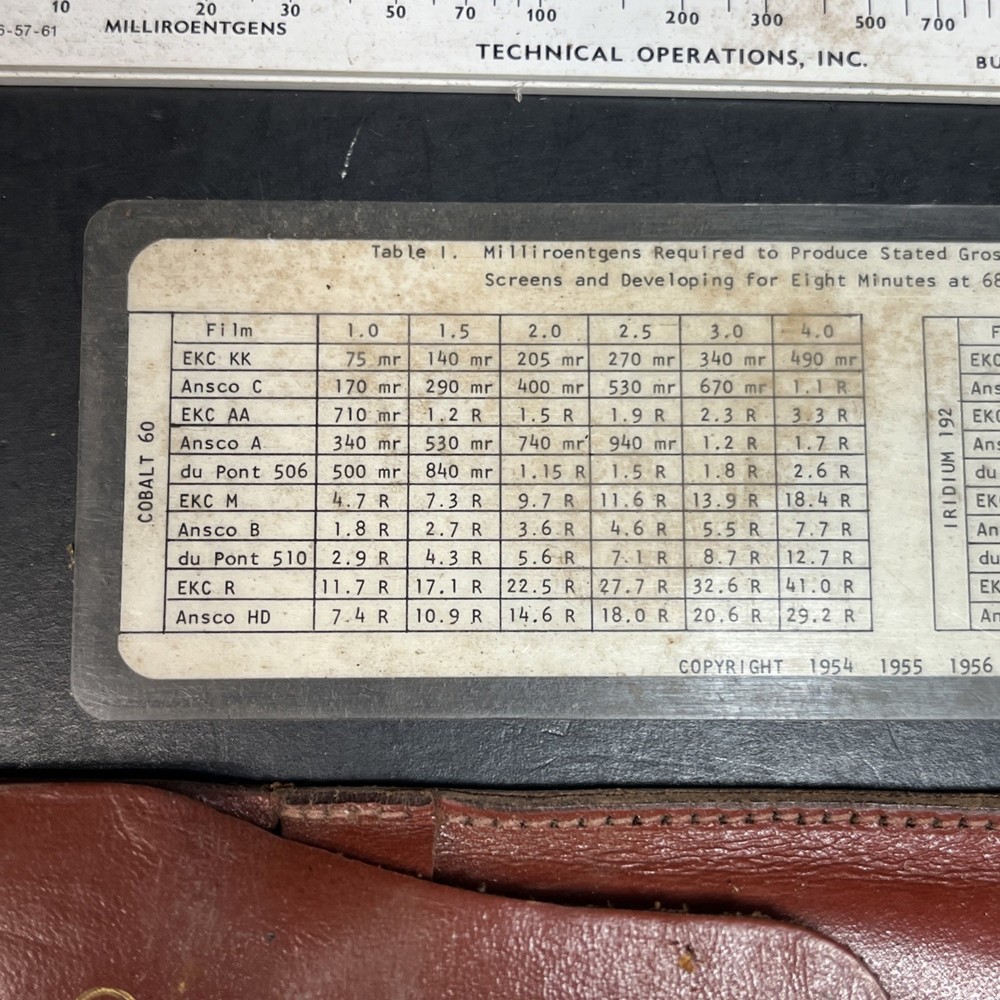 Radiographic Exposure Slide Rule Calculator - Model 534 With Reference Card