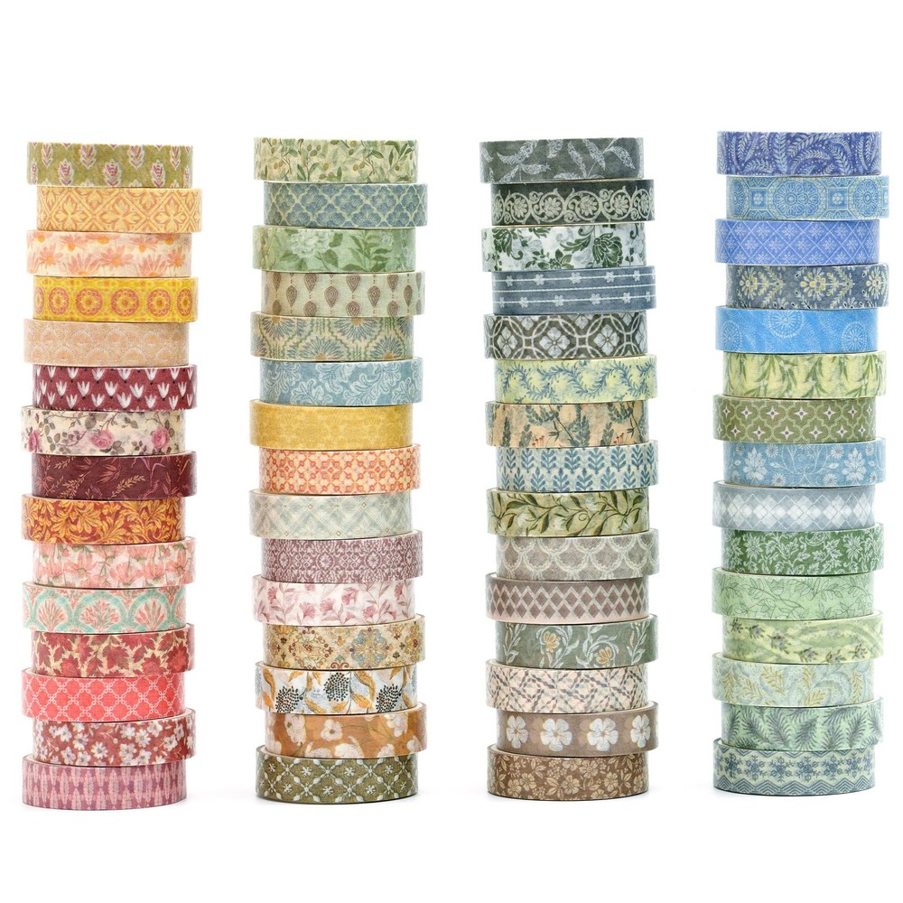 Basic Patterns Washi Tape Set 60 Rolls Geometric Elegance Decorative Skinny M...