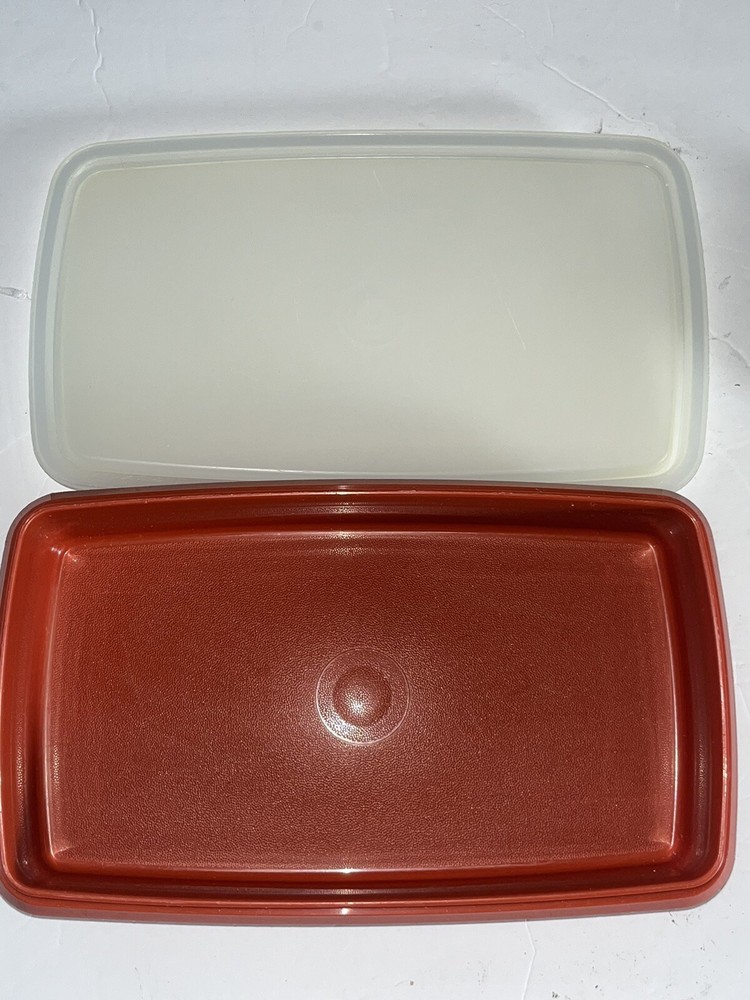 Vintage TUPPERWARE Paprika Deli Meat Cheese Container Rectangular #816-17