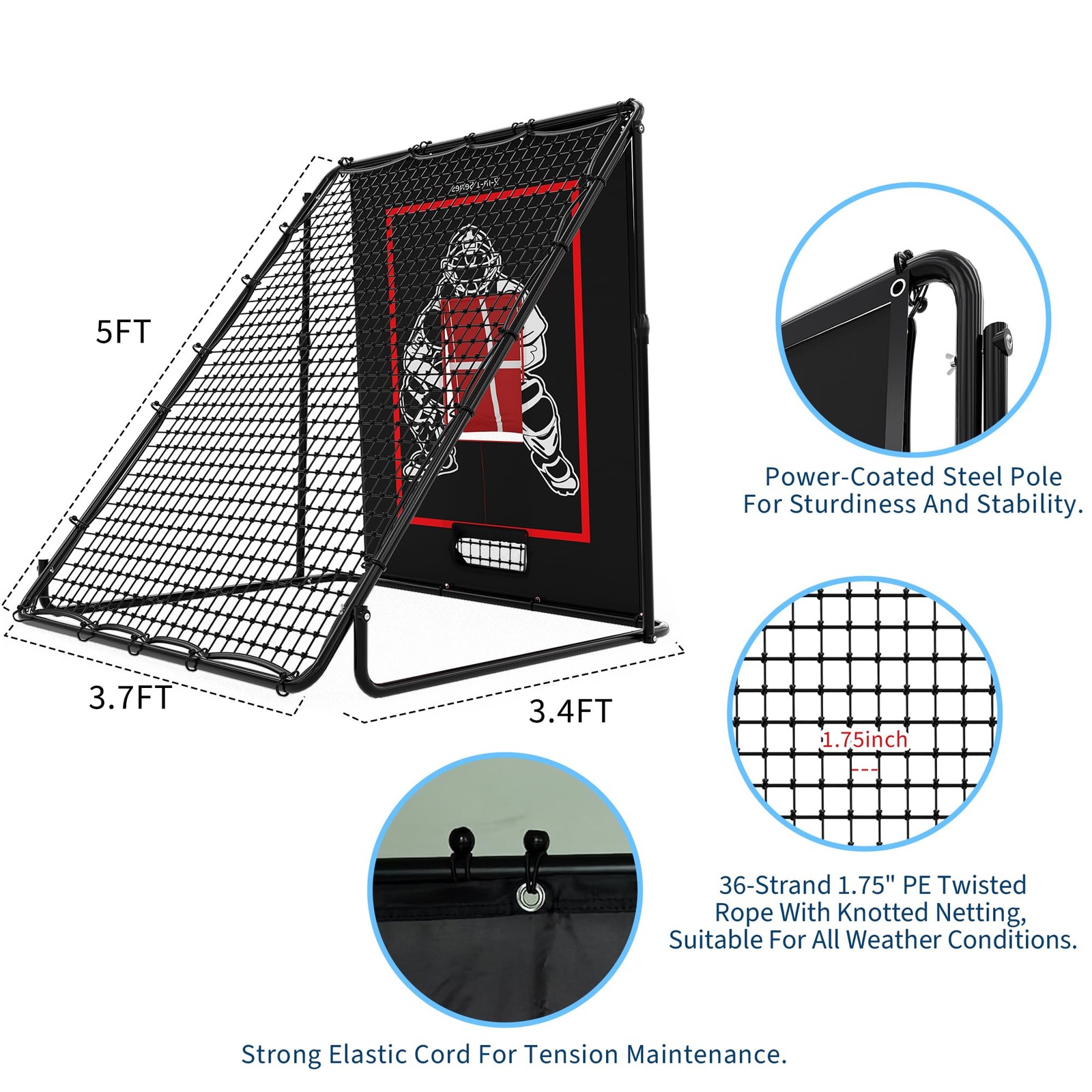 2-in-1 Baseball Pitching Target and Rebounder Net W/Strike Zone,Throwing Trainin
