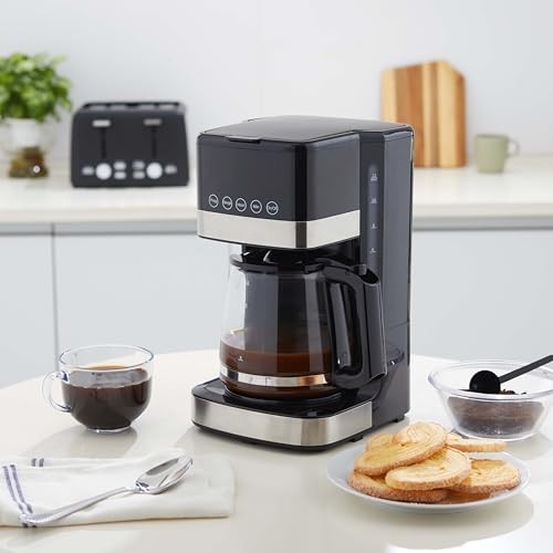 Amazon Basics Programmable 12 Cup Drip Coffee Maker 12-Cup, Black & Silver