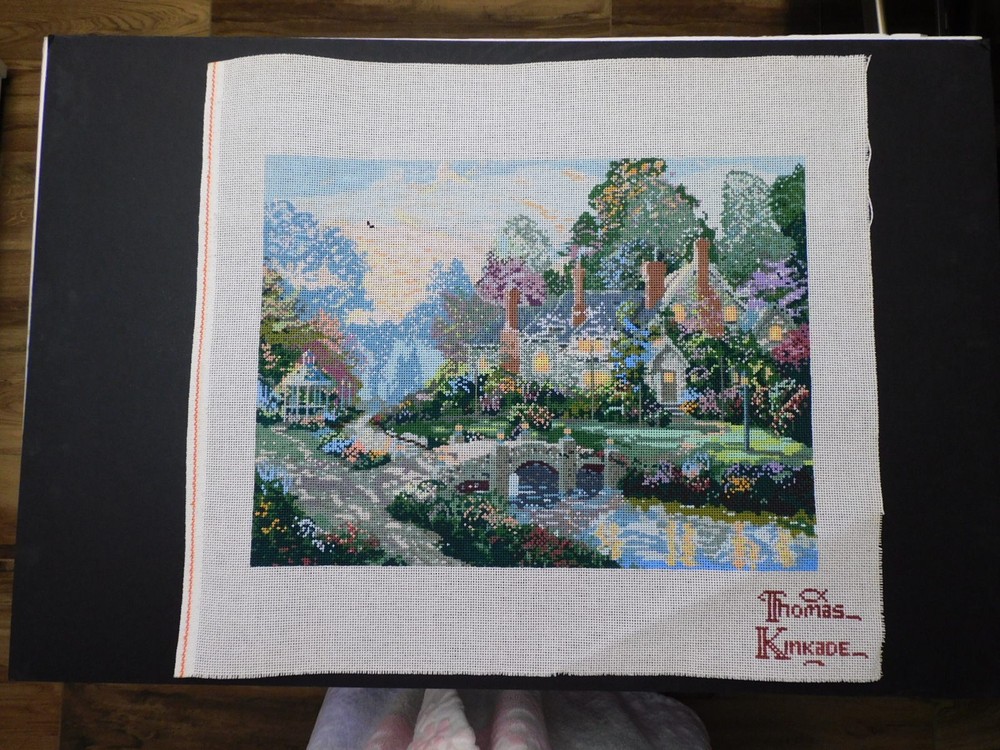 Beyond Spring Gate by Thomas Kinkade (SQ001) Stitch Painted Needlepoint