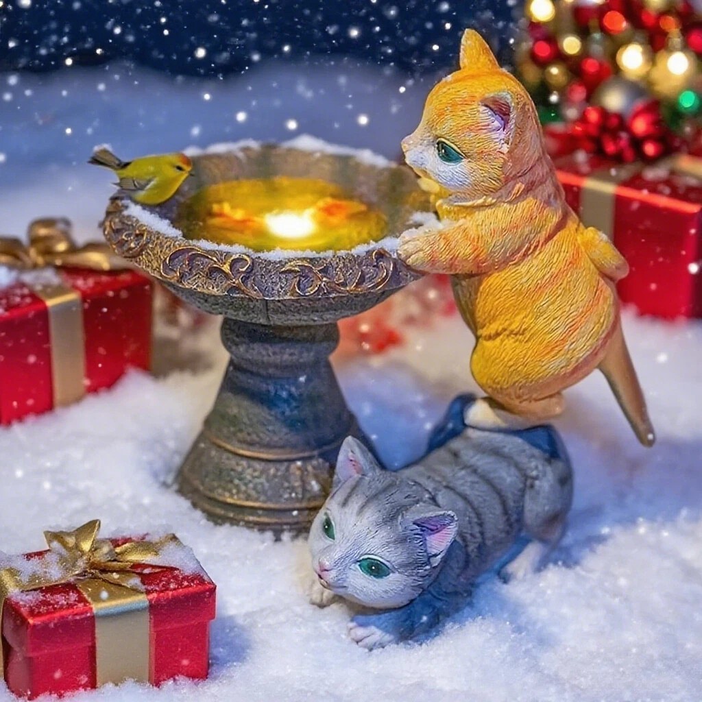 Solar-Powered Cat Statue Garden Lantern & Outdoor Decor Art Piece