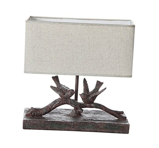 Rustic Bird Lamp with Rectangle Shade Bronze