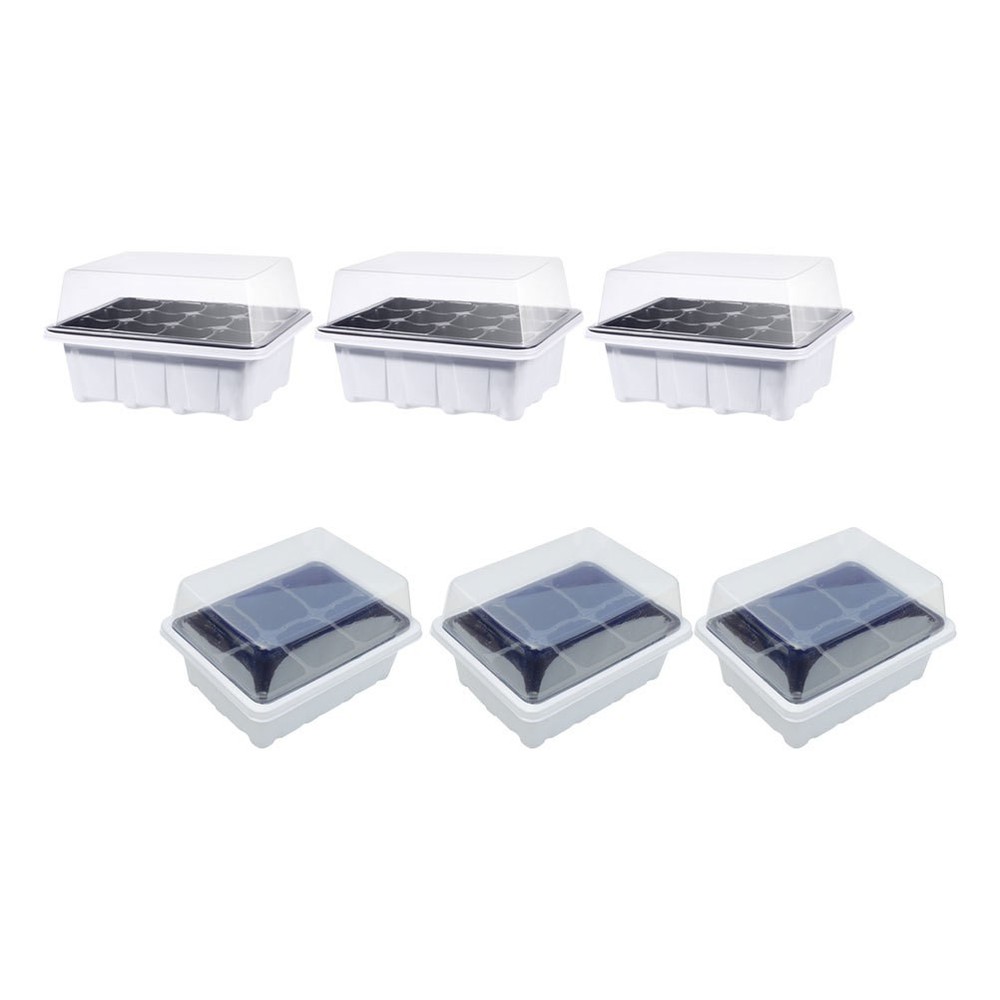 6 Pcs Plastic Plant Starter Trays Boxes for Vegetable Germination Gardening