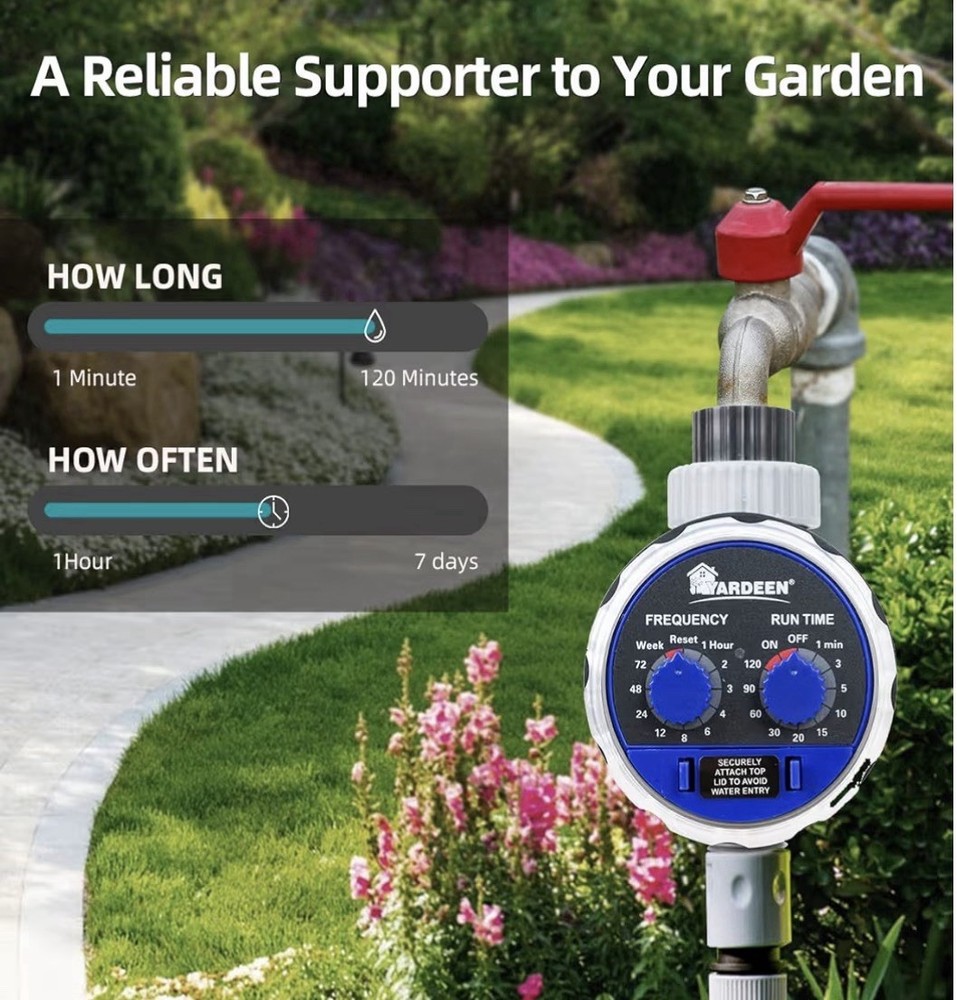 Yardeen Sprinkler Water Timer Programmable Garden Zero Pressure Waterproof Irrig