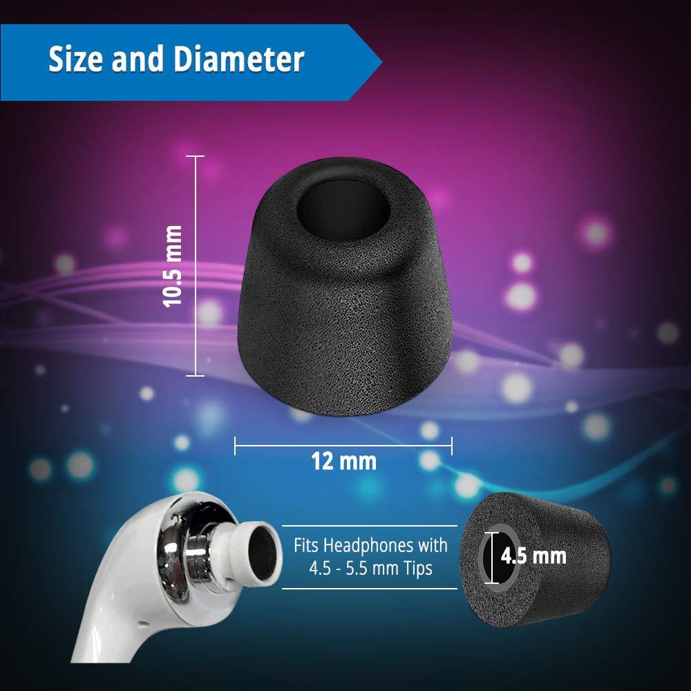 12-Pack Replacement Memory Foam T100 Tip for Bluetooth Earbud Headphones Headset