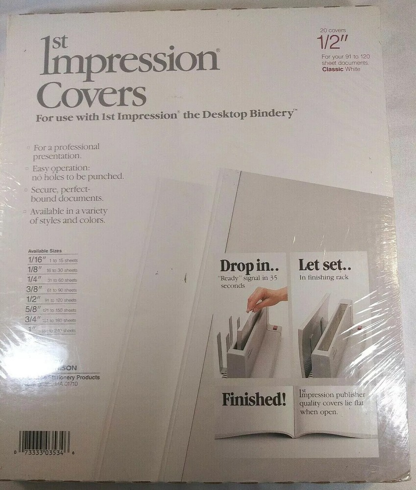 Avery Clear Plastic Covers for sheets 1st Impression Desktop 1/2" Classic New
