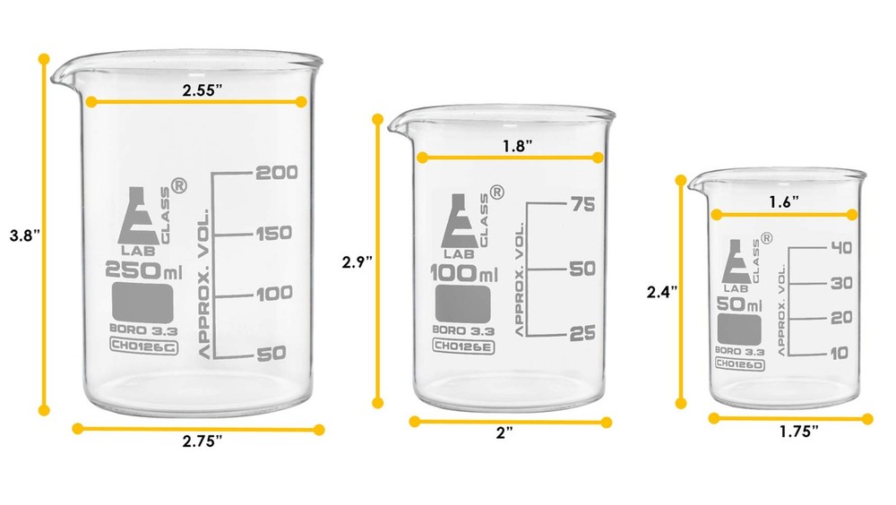Laboratory Glassware Set, 9pcs - Includes Beaker Set (3pcs), Erlenmeyer Flask...